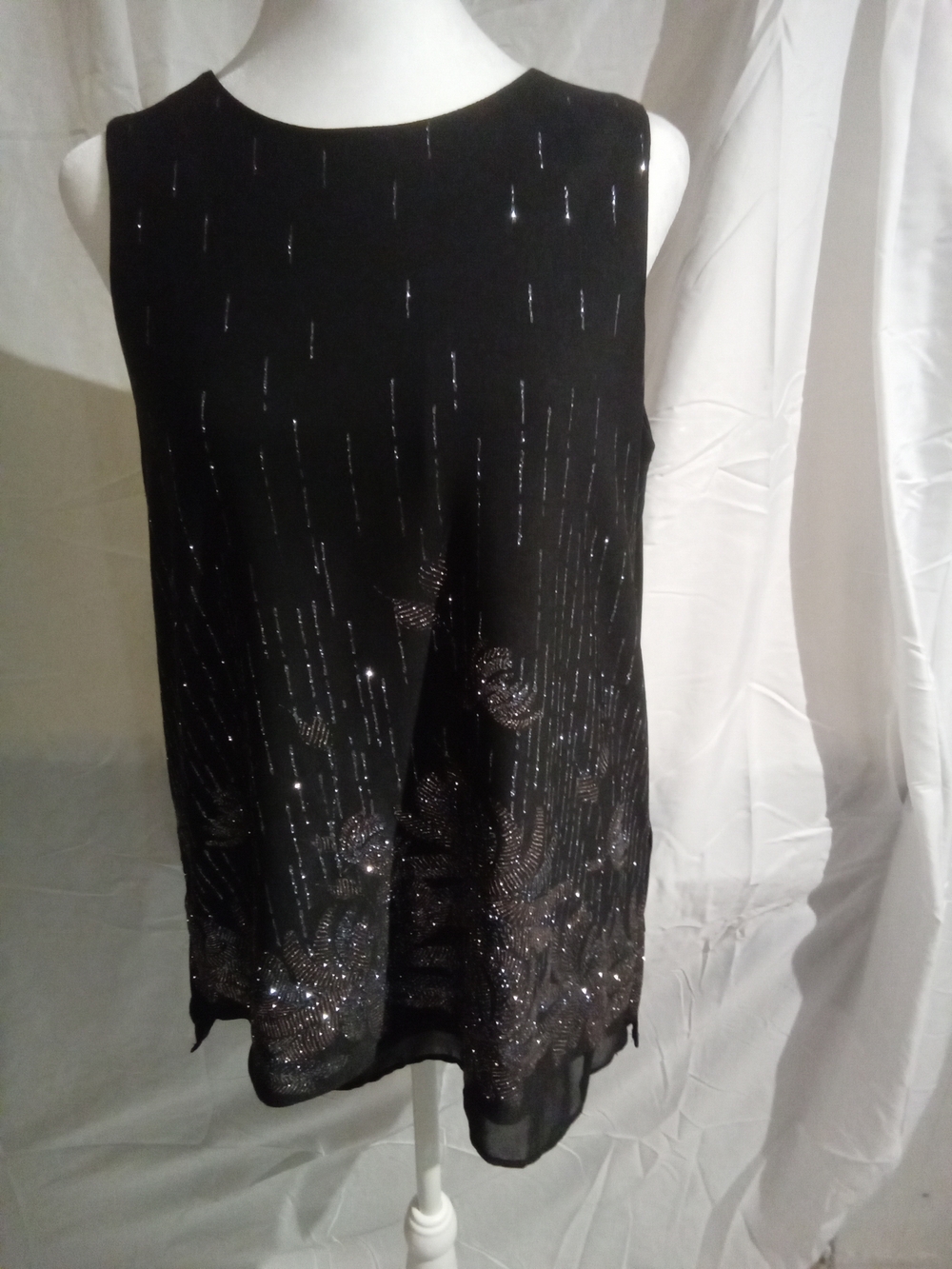 DEBENHAMS Black Sequin Embellished Sleeveless Blouse 12